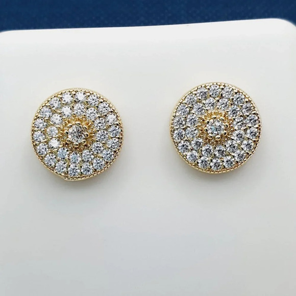 "14K Gold Plated Cubic Zircon Earrings, INUS1BR149 - Picture 6 of 9